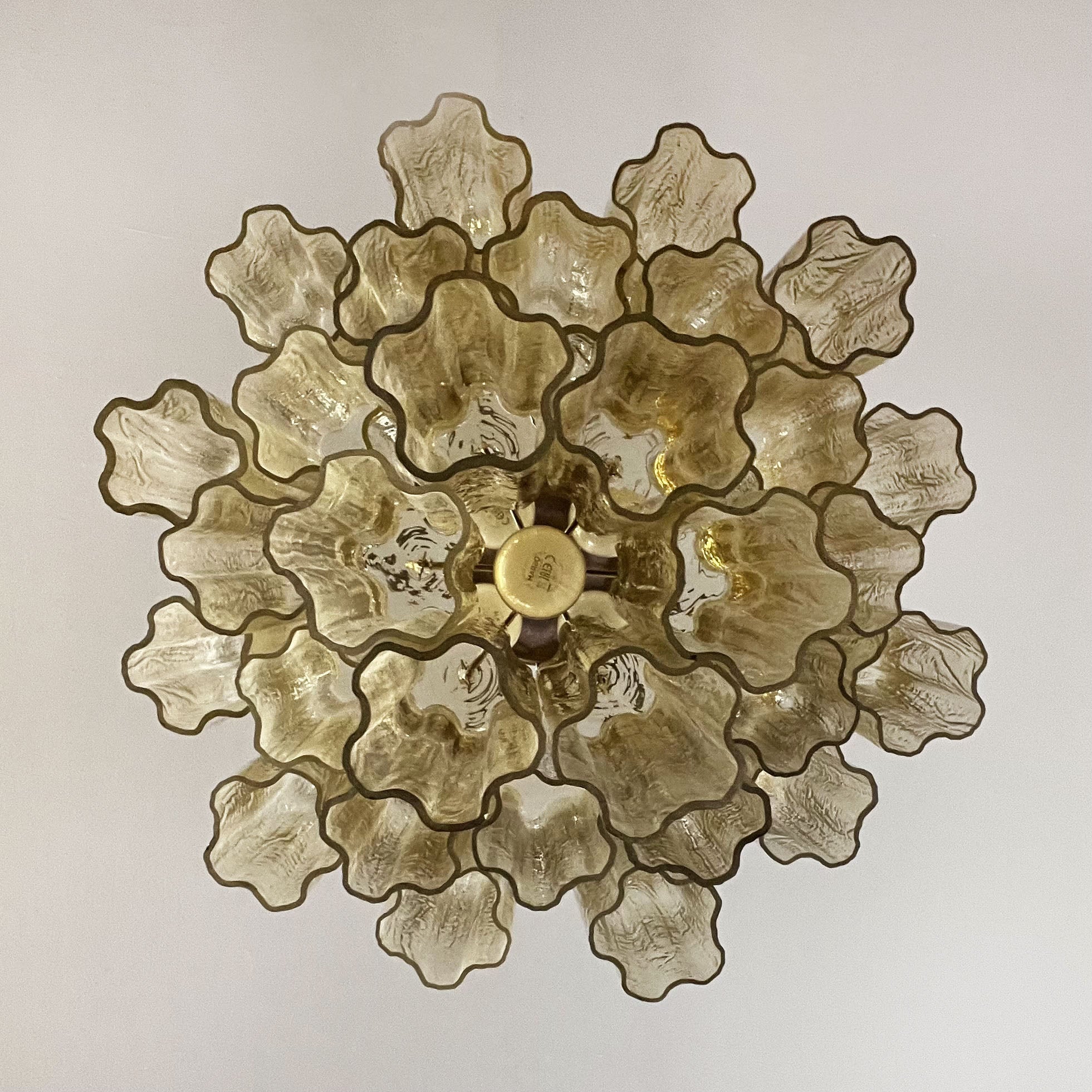 Mid-Century Murano Chandelier | Punto di Luce |  30 Yellow Glass Tubes