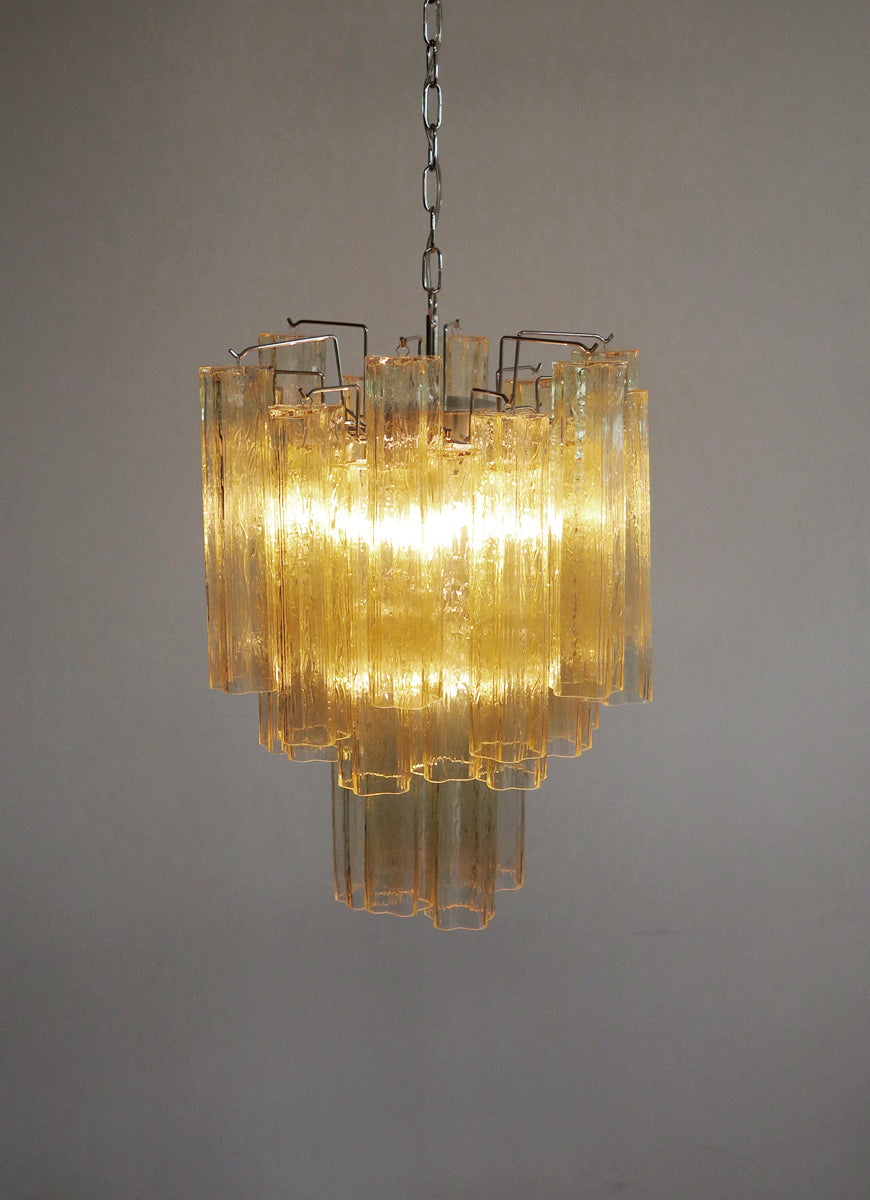 Mid-Century Murano Chandelier | Punto di Luce |  30 Yellow Glass Tubes