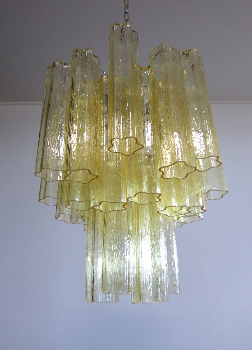 Mid-Century Murano Chandelier | Punto di Luce |  30 Yellow Glass Tubes