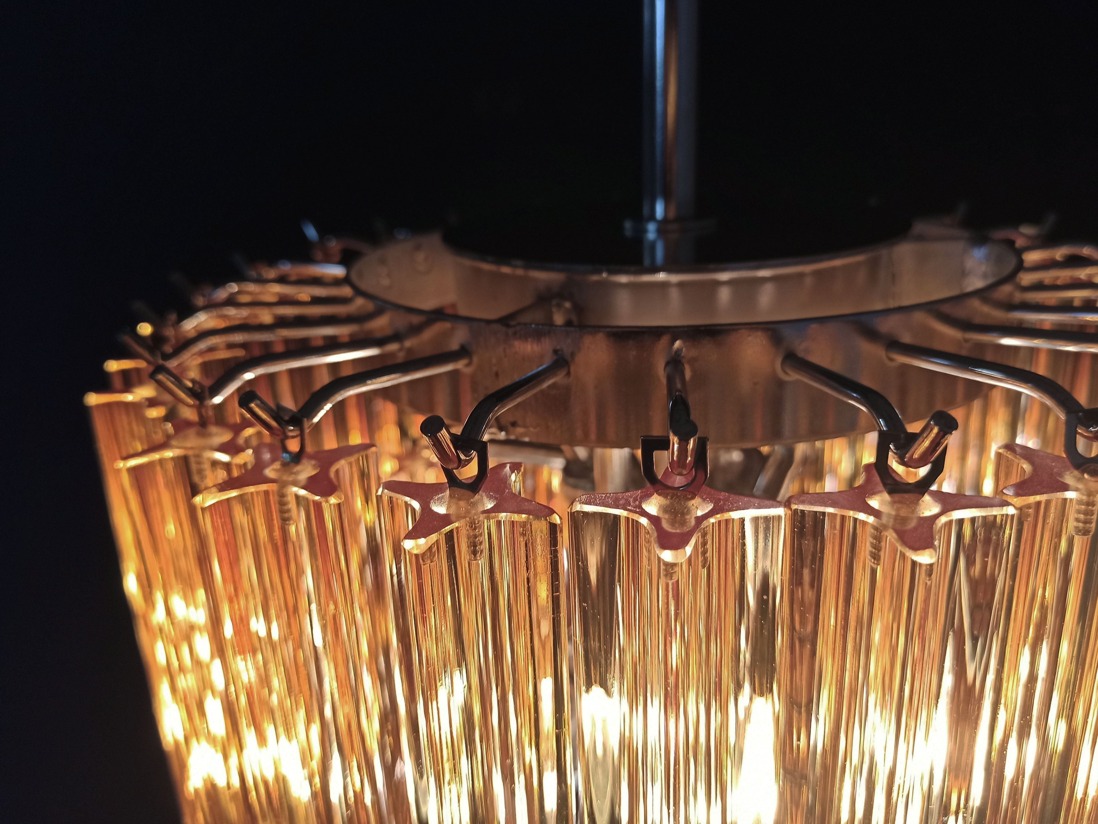 Mid-Century Murano Chandelier | Punto di Luce |  54 Yellow Prism Glasses
