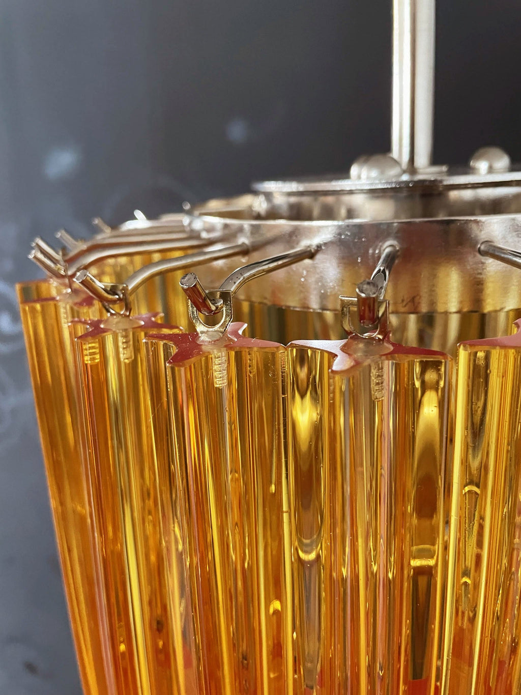 Mid-Century Murano Chandelier | Punto di Luce |  54 Yellow Prism Glasses