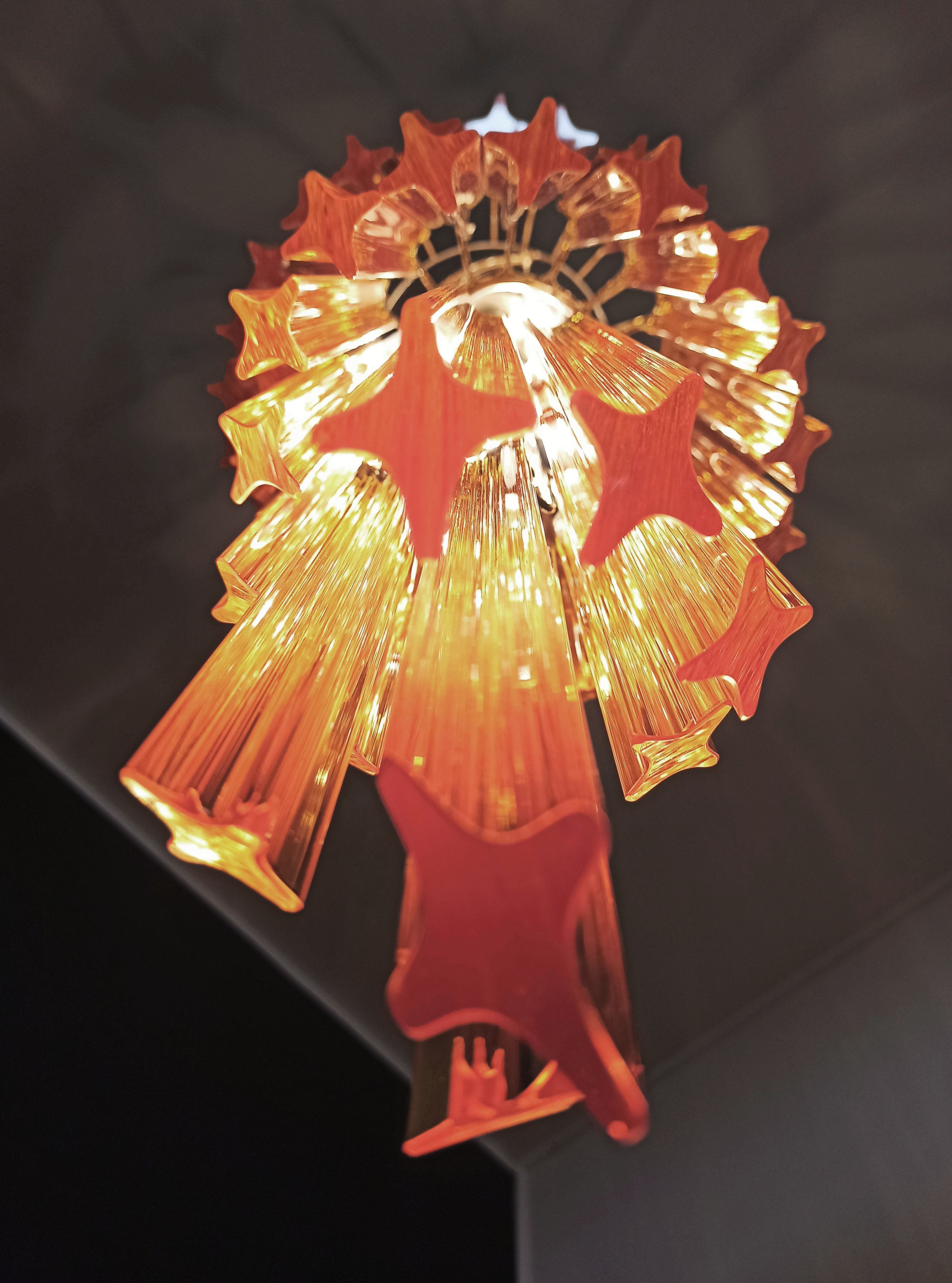 Mid-Century Murano Chandelier | Punto di Luce |  54 Yellow Prism Glasses