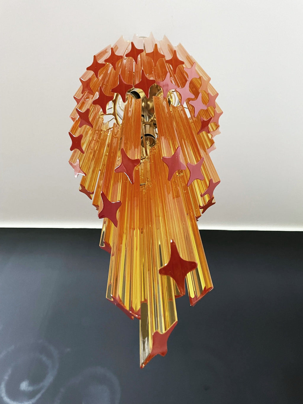 Mid-Century Murano Chandelier | Punto di Luce |  54 Yellow Prism Glasses