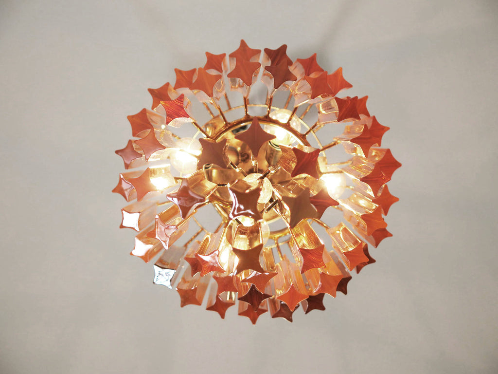 Mid-Century Murano Chandelier | Punto di Luce |  54 Yellow Prism Glasses