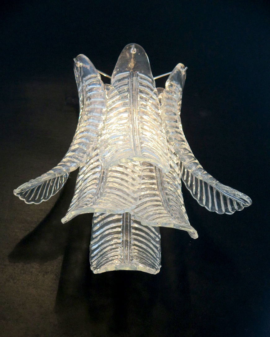 Mid-Century Murano Wandlampe | Punto di Luce | 6 Klares Felchi-Glas | Punto di Luce | 1 Paar