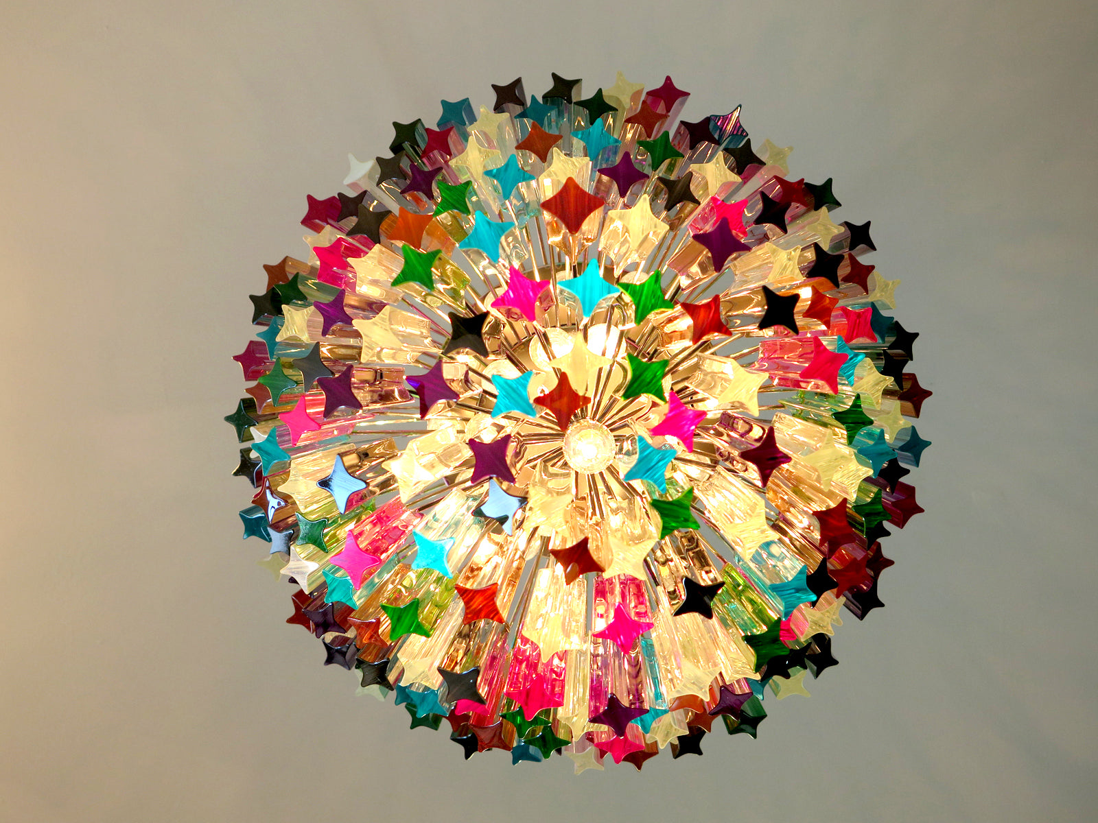 Mid-Century Murano Chandelier | Punto di Luce |  184 Multicolored Prism Glass