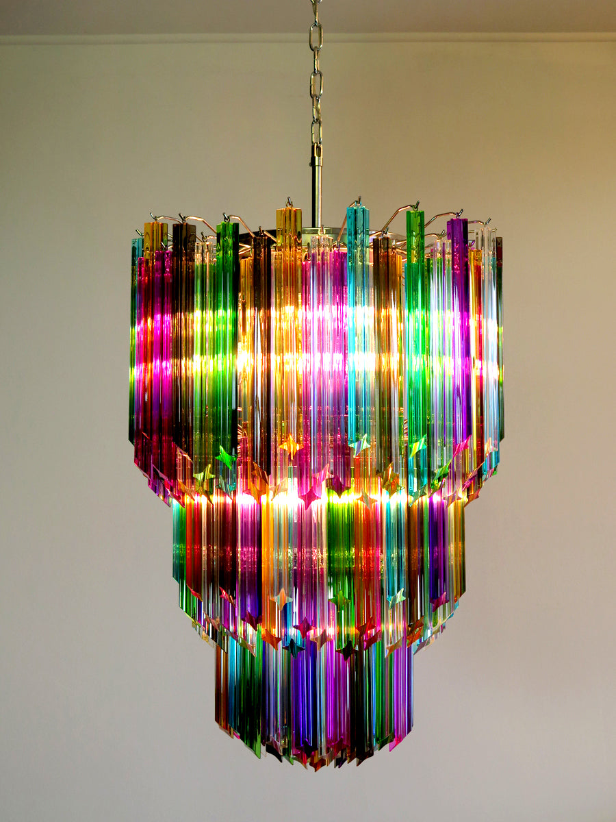 Mid-Century Murano Chandelier | Punto di Luce |  184 Multicolored Prism Glass