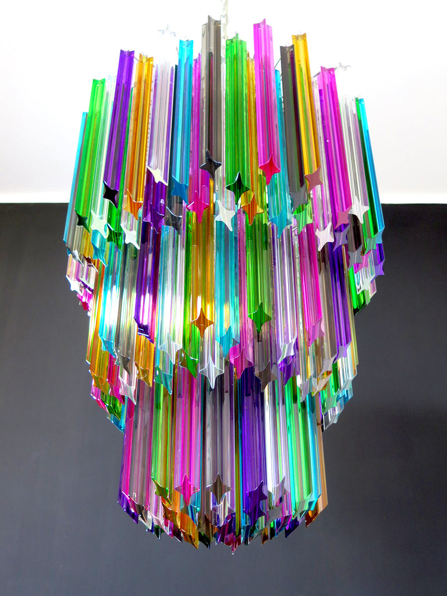 Mid-Century Murano Chandelier | Punto di Luce |  184 Multicolored Prism Glass