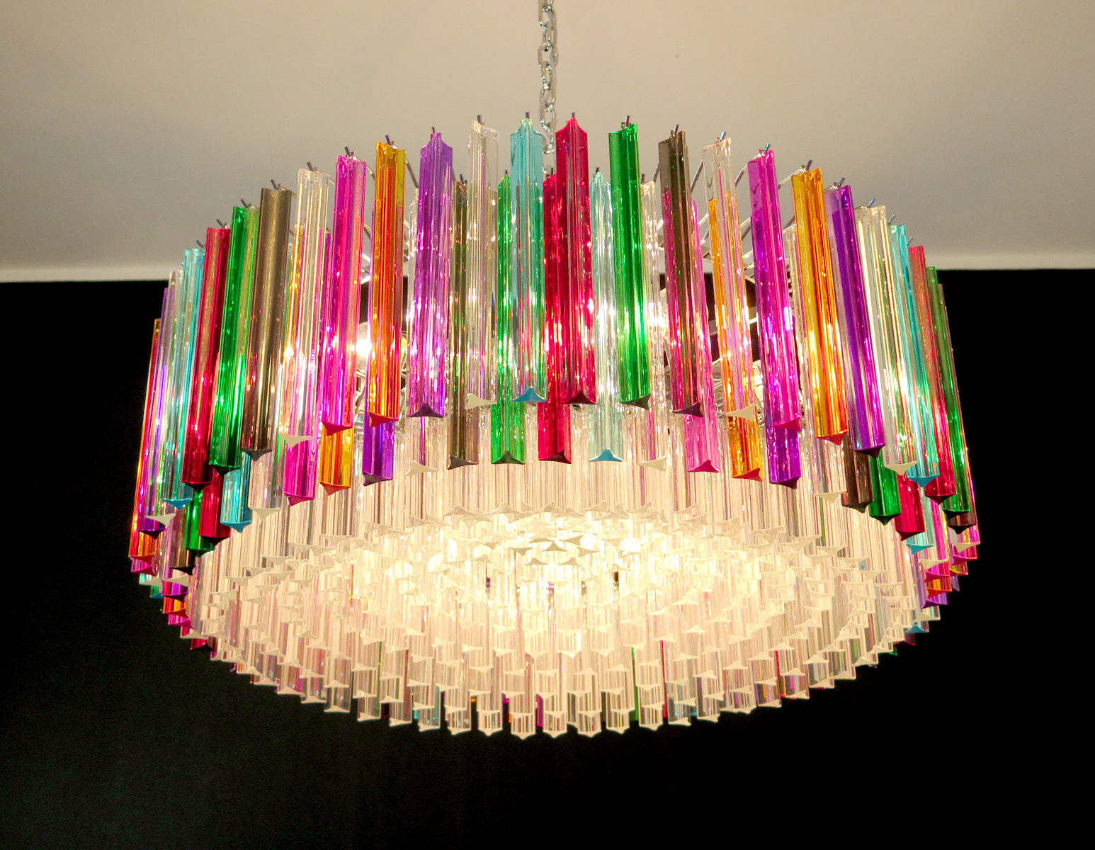 Mid-Century Murano Chandelier | Punto di Luce |  391 Multicolored Prism Glass