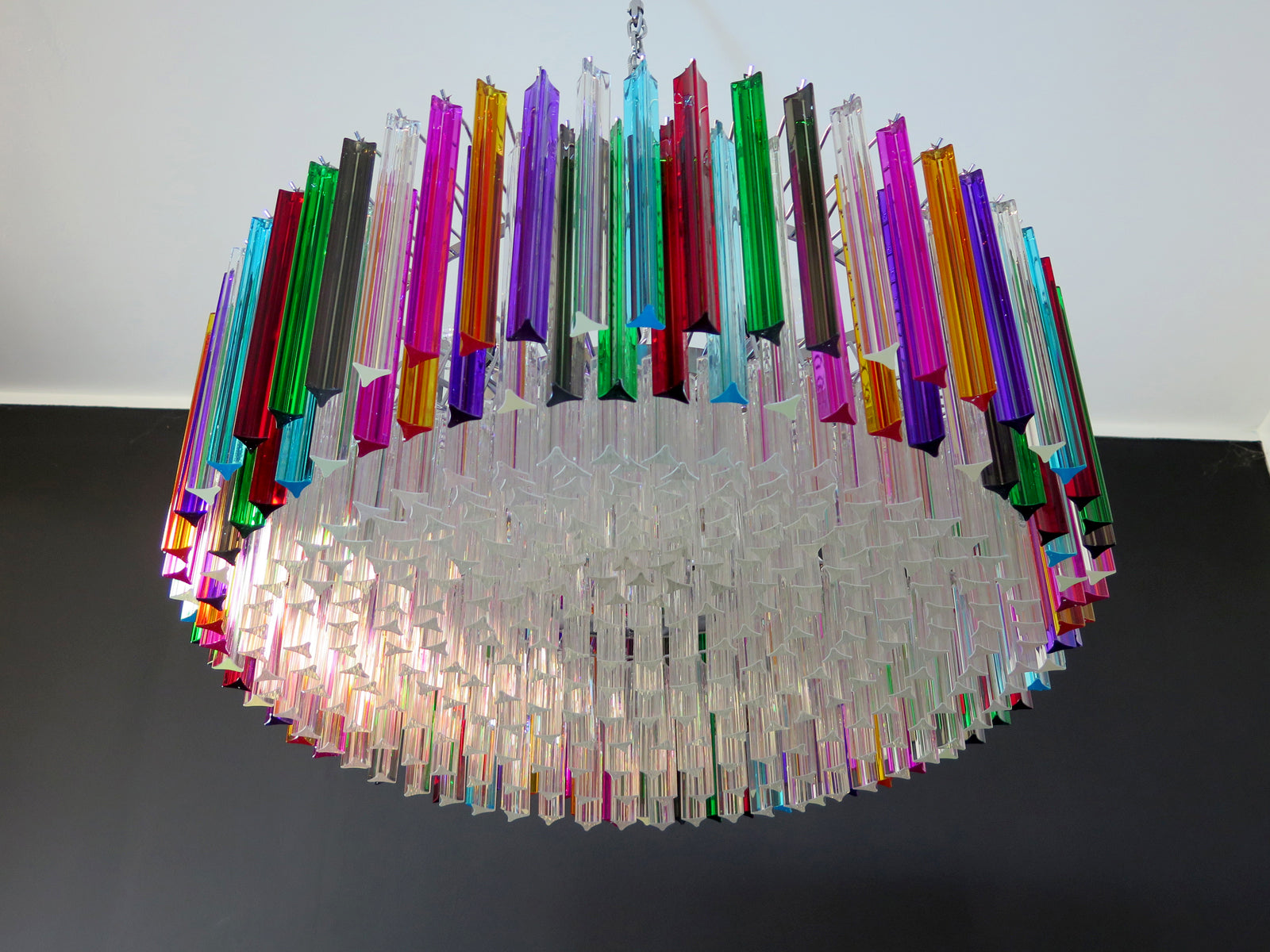 Mid-Century Murano Chandelier | Punto di Luce |  391 Multicolored Prism Glass
