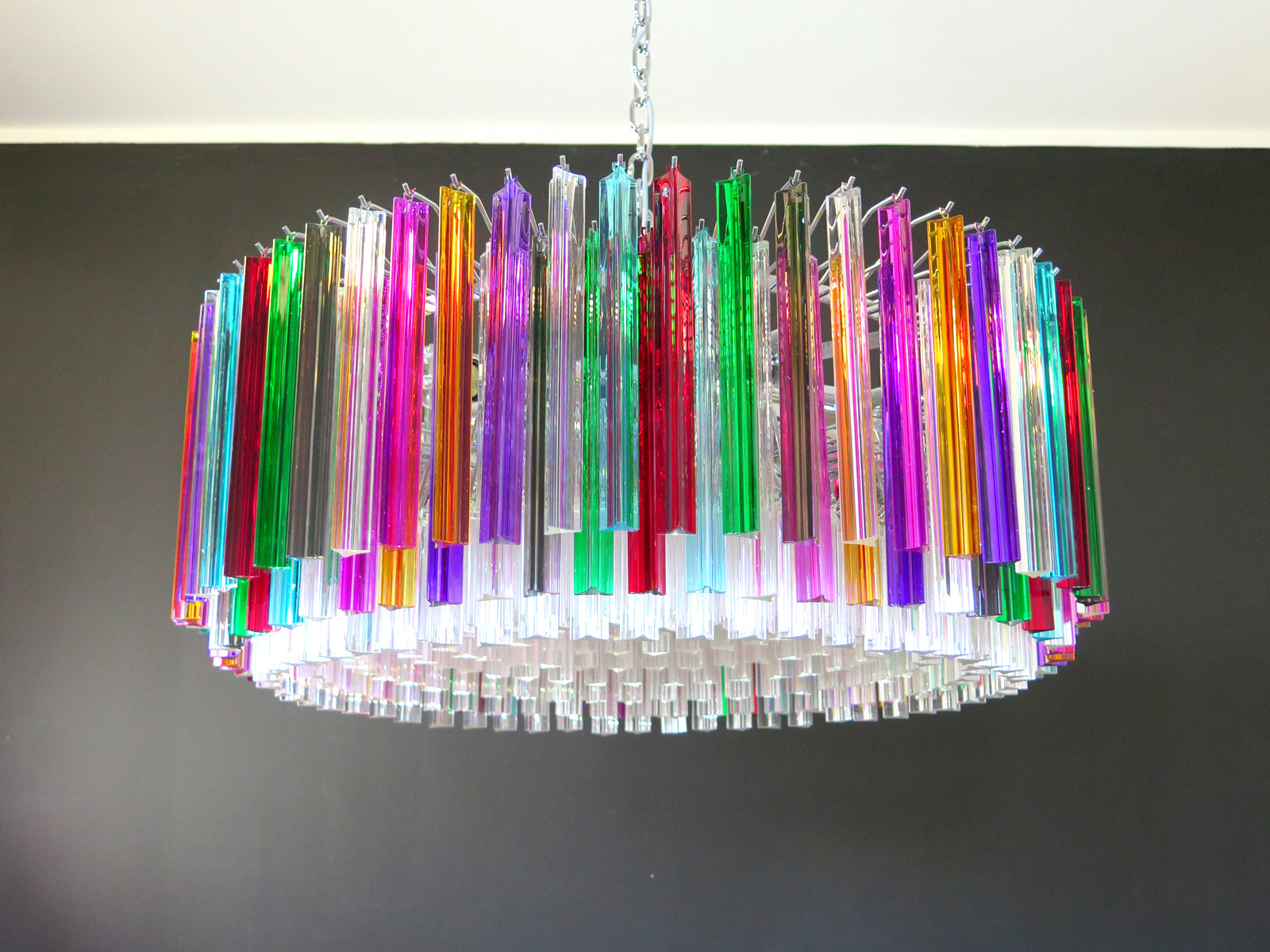 Mid-Century Murano Chandelier | Punto di Luce |  391 Multicolored Prism Glass