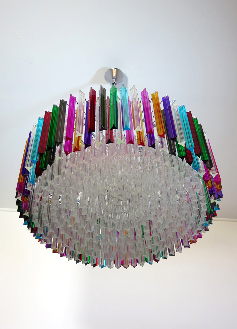 Mid-Century Murano Chandelier | Punto di Luce |  391 Multicolored Prism Glass