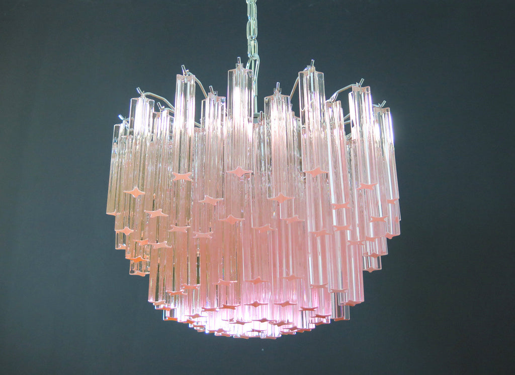 Mid-Century Murano Chandelier | Punto di Luce |  107 Pink Prism Glass