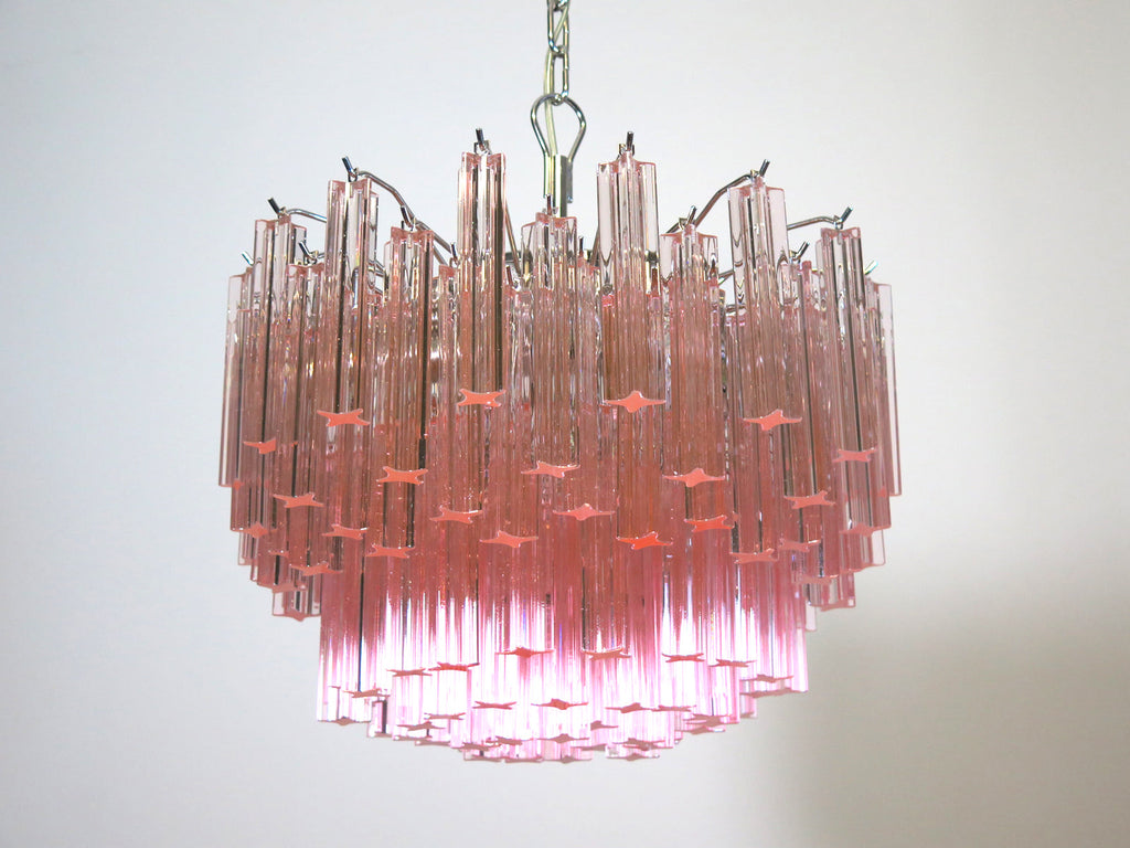 Mid-Century Murano Chandelier | Punto di Luce |  107 Pink Prism Glass