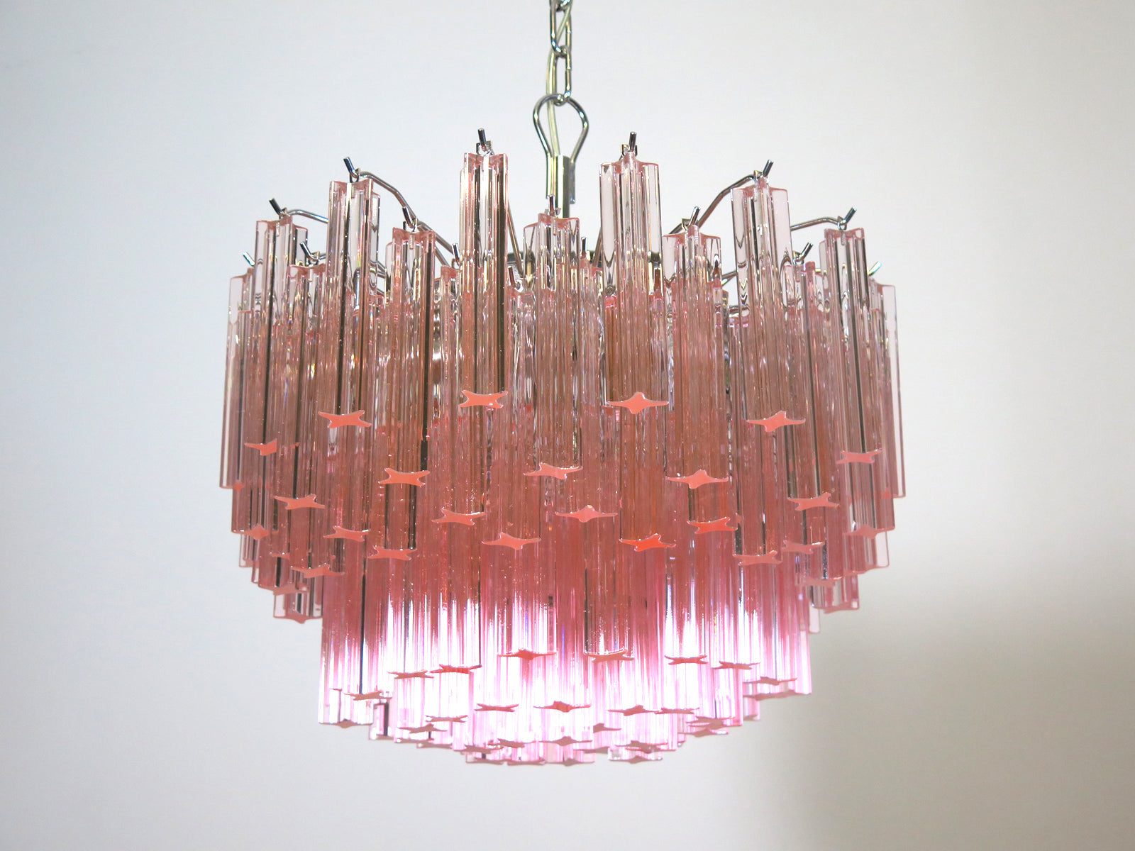 Mid-Century Murano Chandelier | Punto di Luce |  107 Pink Prism Glass