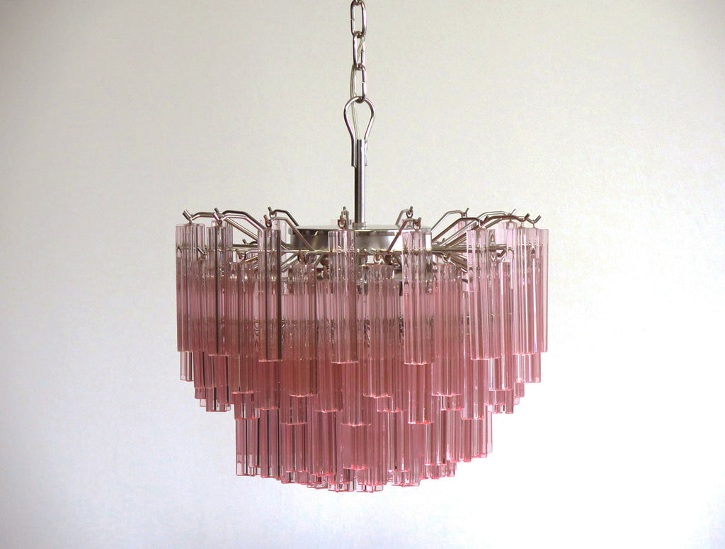 Mid-Century Murano Chandelier | Punto di Luce |  107 Pink Prism Glass