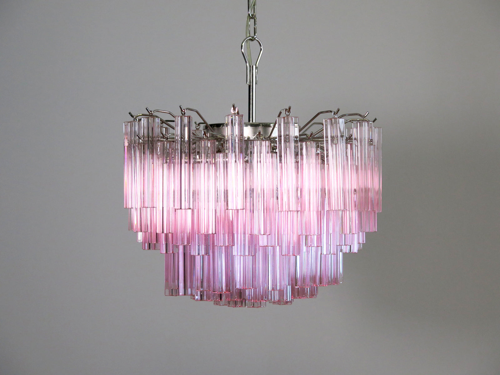 Mid-Century Murano Chandelier | Punto di Luce |  107 Pink Prism Glass
