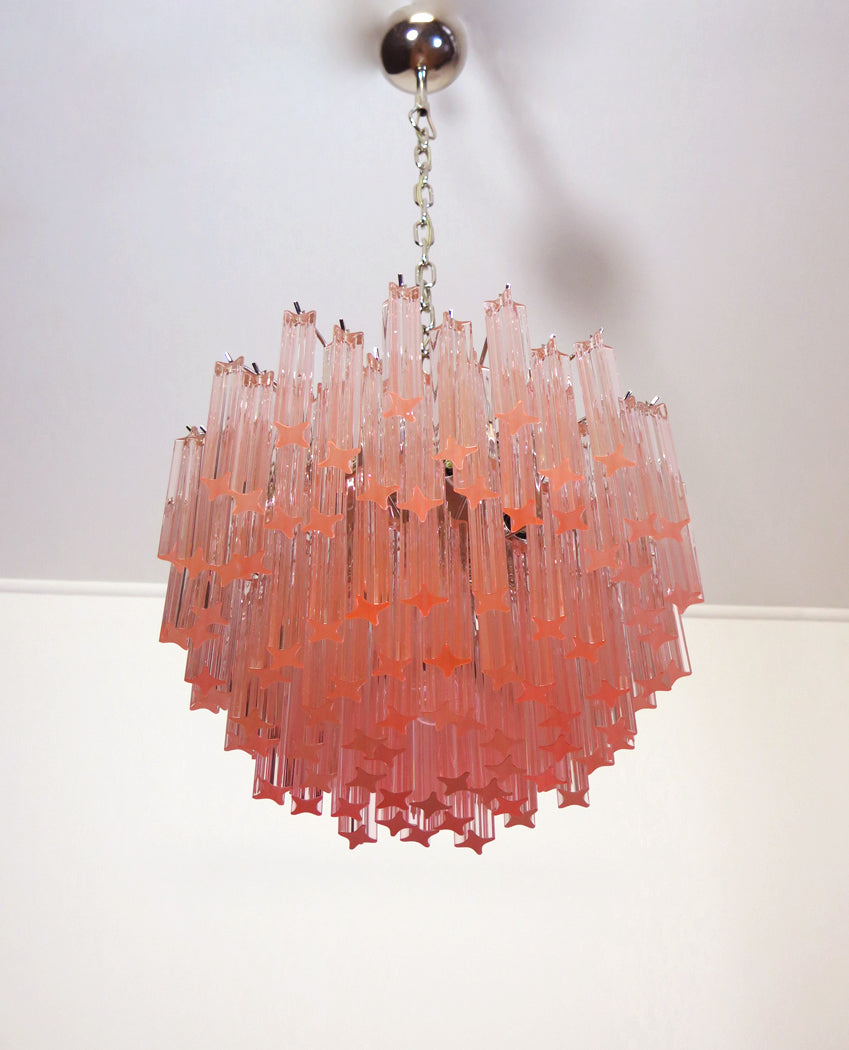 Mid-Century Murano Chandelier | Punto di Luce |  107 Pink Prism Glass