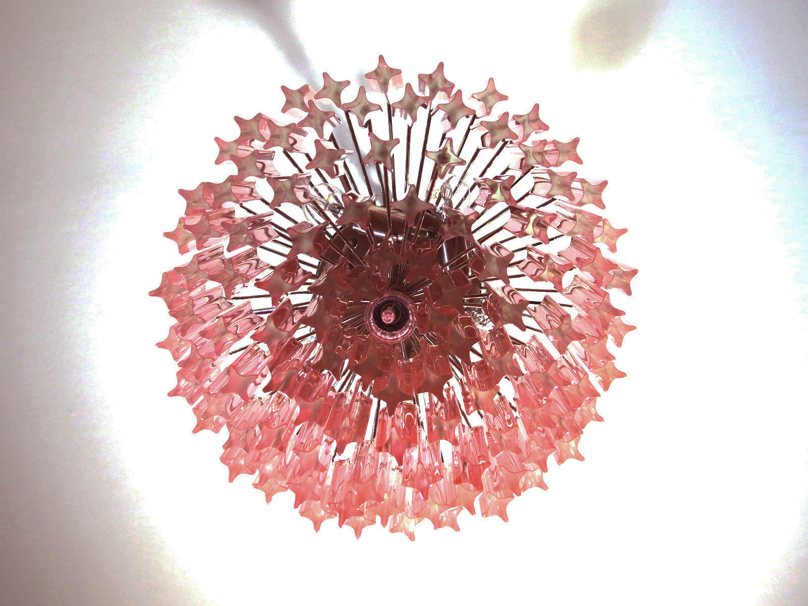 Mid-Century Murano Chandelier | Punto di Luce |  107 Pink Prism Glass