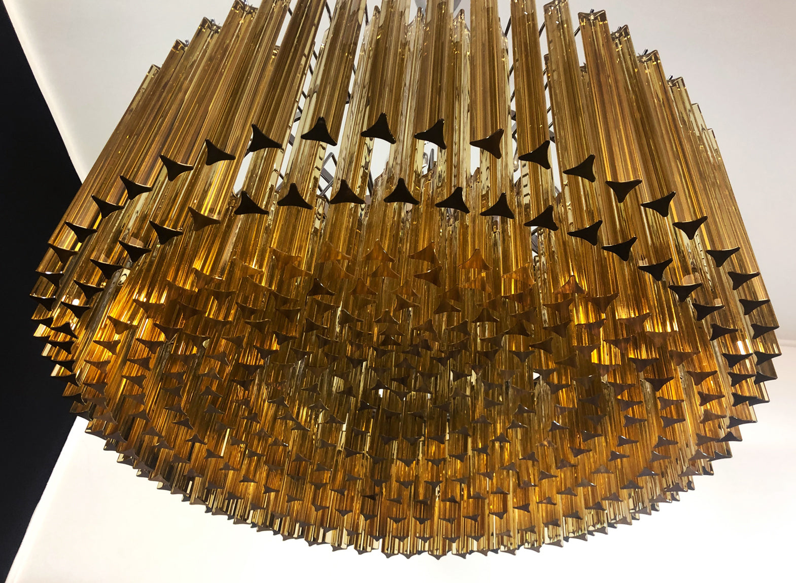 Mid-Century Murano Chandelier | Punto di Luce |  391 Clear and Yellow Prism Glass