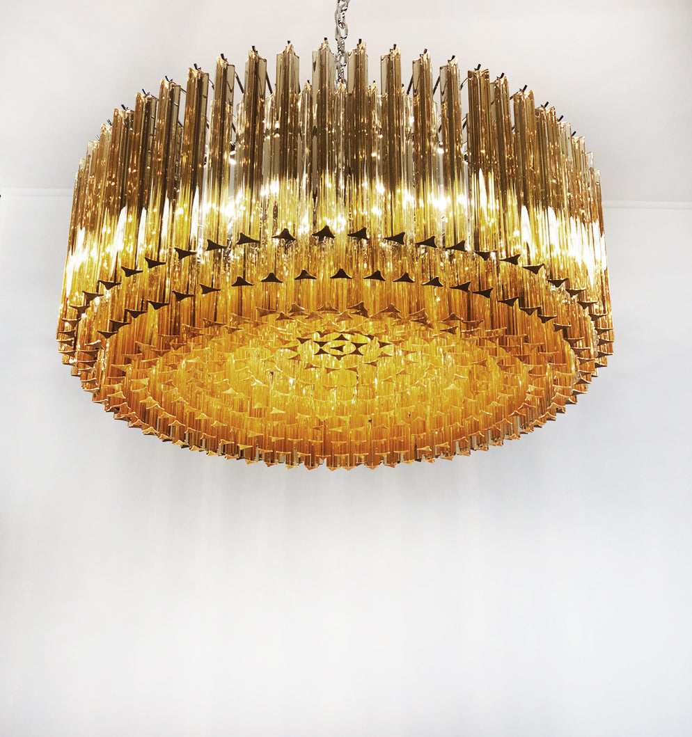 Mid-Century Murano Chandelier | Punto di Luce |  391 Clear and Yellow Prism Glass
