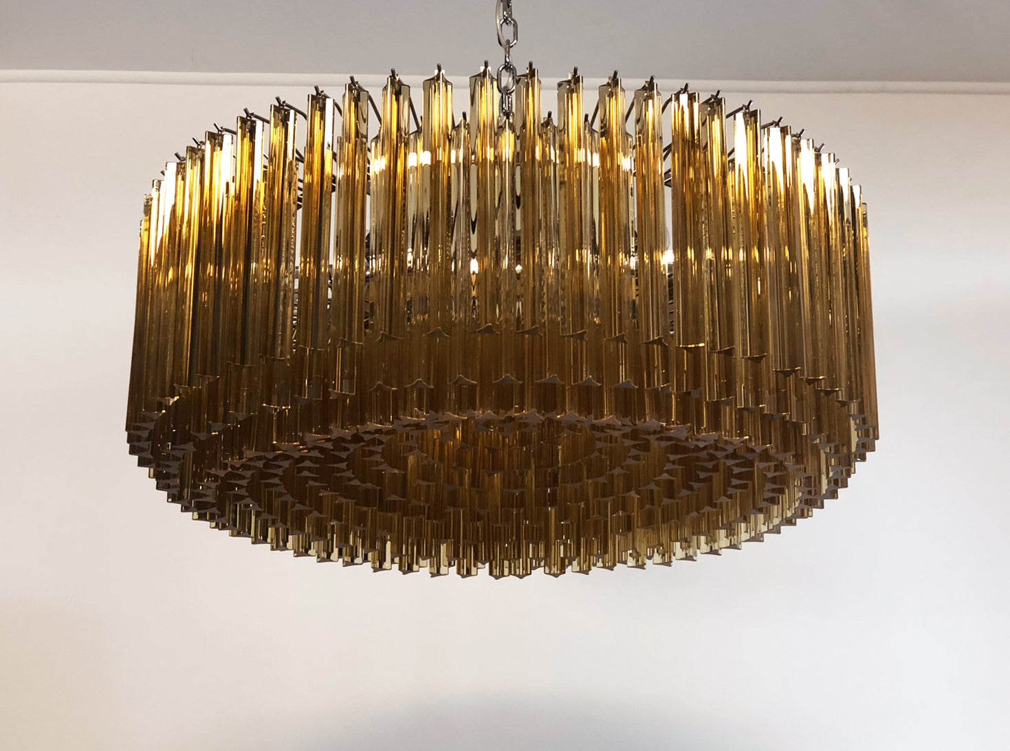 Mid-Century Murano Chandelier | Punto di Luce |  391 Clear and Yellow Prism Glass
