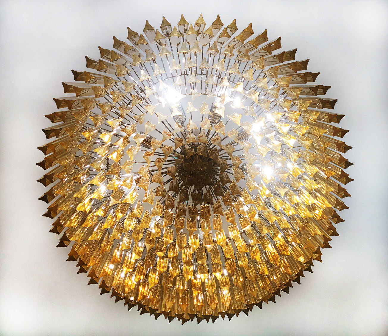 Mid-Century Murano Chandelier | Punto di Luce |  391 Clear and Yellow Prism Glass