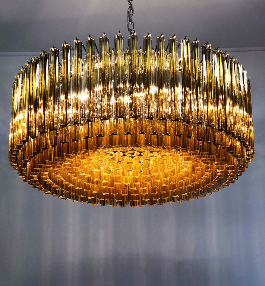 Mid-Century Murano Chandelier | Punto di Luce |  391 Clear and Yellow Prism Glass