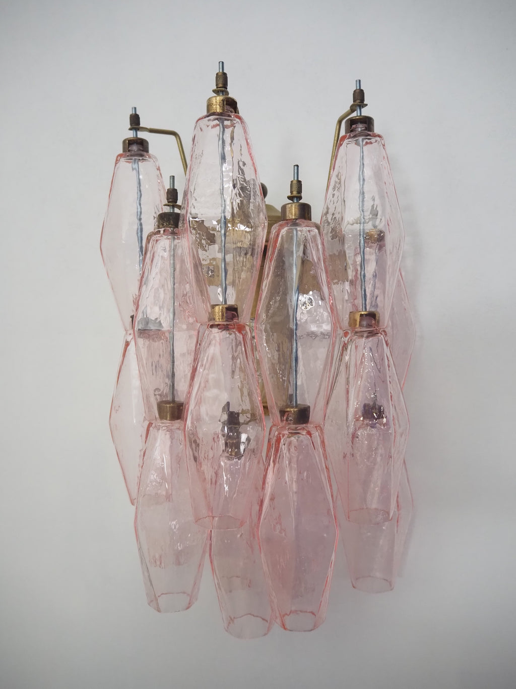 Mid-Century Murano Wall Lamp | Punto di Luce |  17 Pink Poliedri Glass | Punto di Luce |  1 Pair