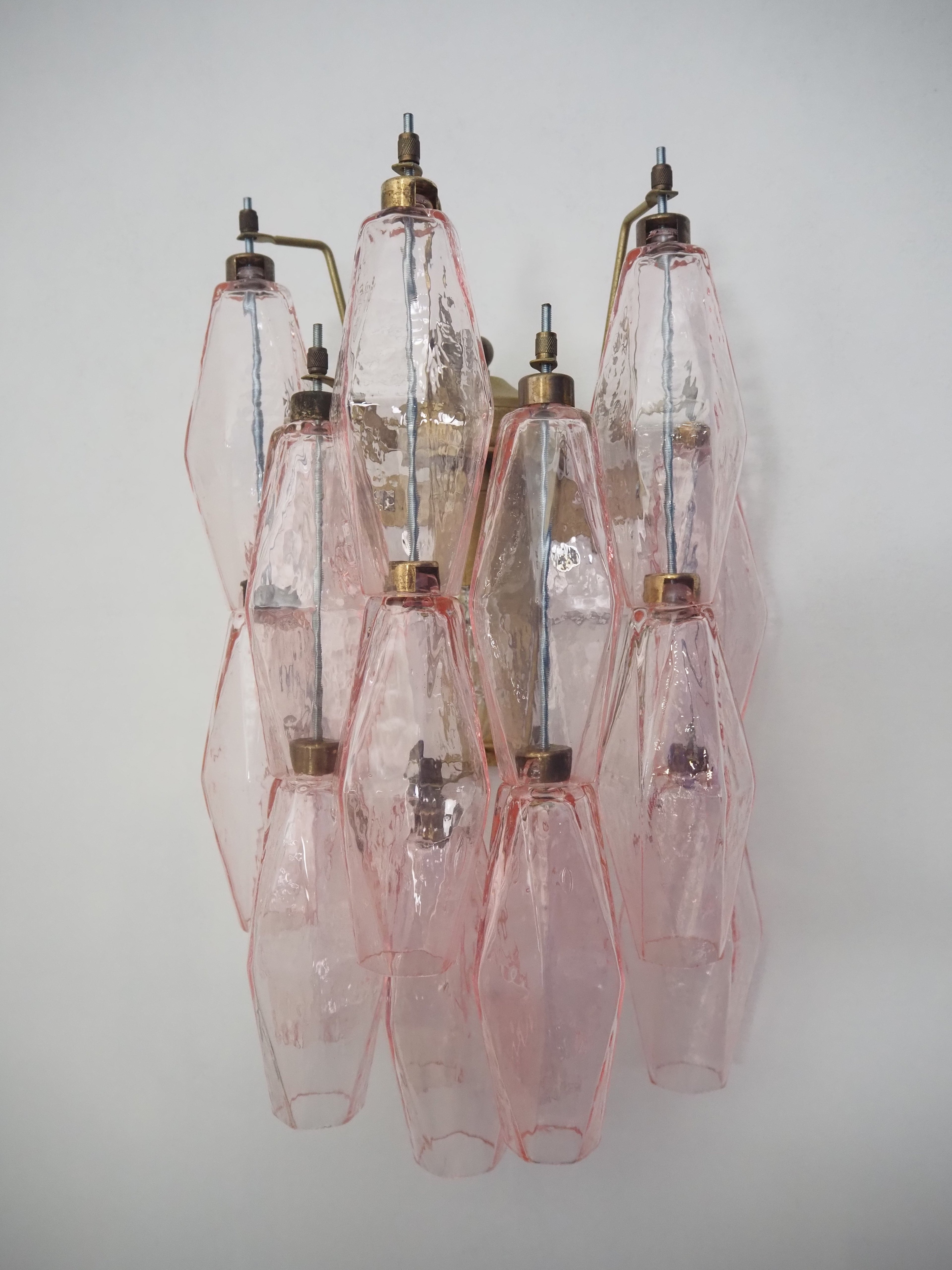 Mid-Century Murano Wall Lamp | Punto di Luce |  17 Pink Poliedri Glass | Punto di Luce |  1 Pair