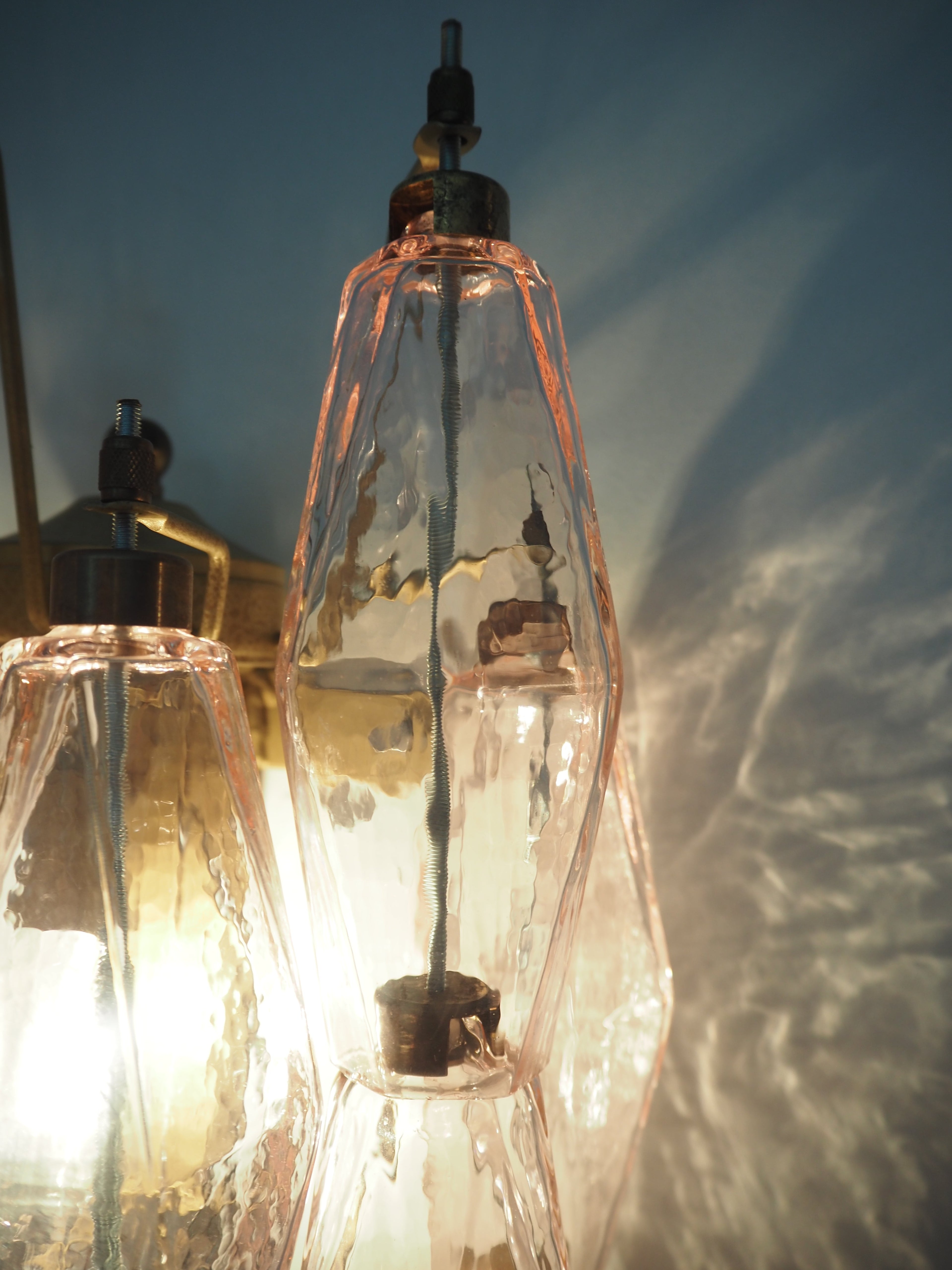 Mid-Century Murano Wall Lamp | Punto di Luce |  17 Pink Poliedri Glass | Punto di Luce |  1 Pair