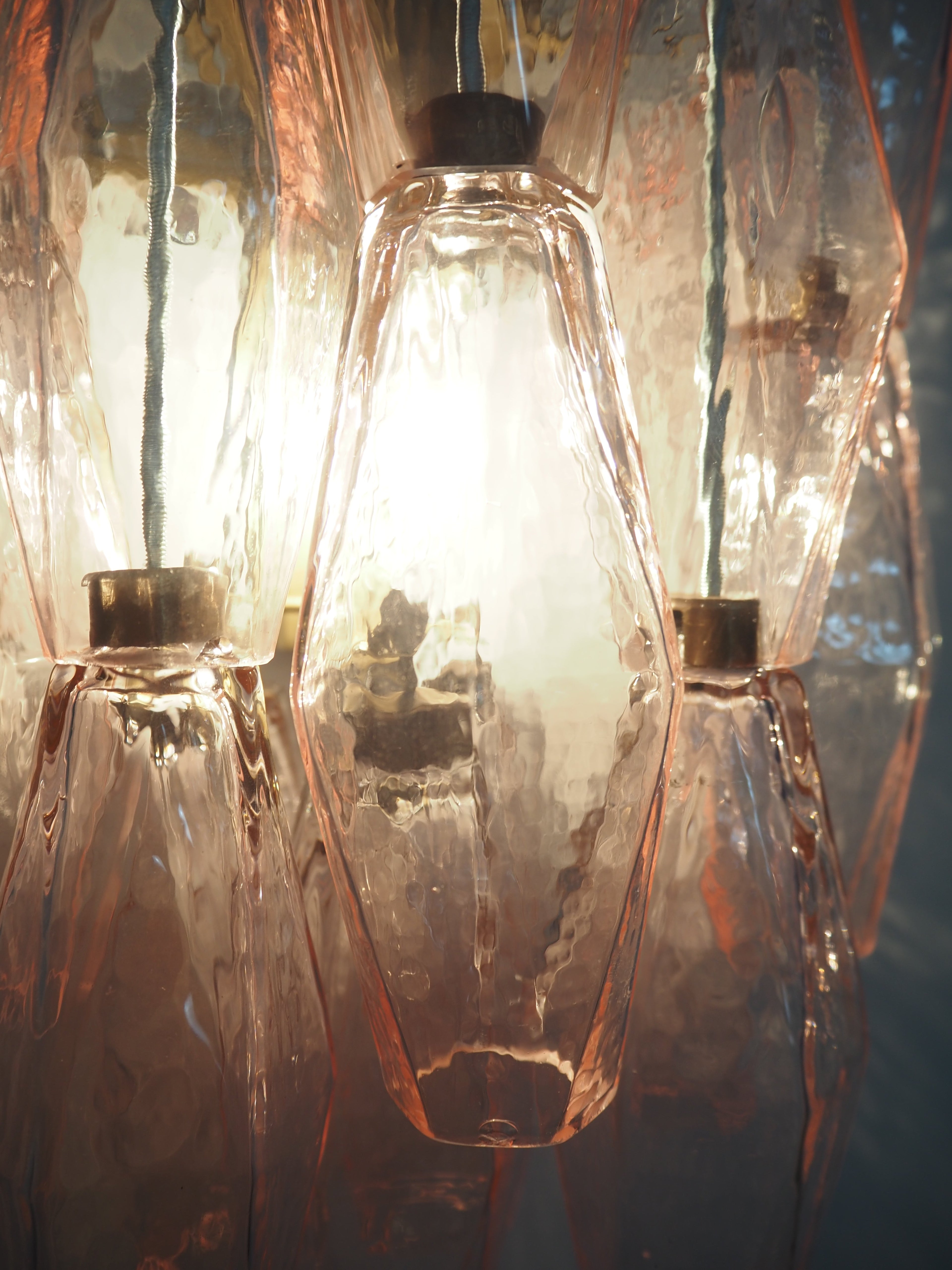 Mid-Century Murano Wall Lamp | Punto di Luce |  17 Pink Poliedri Glass | Punto di Luce |  1 Pair