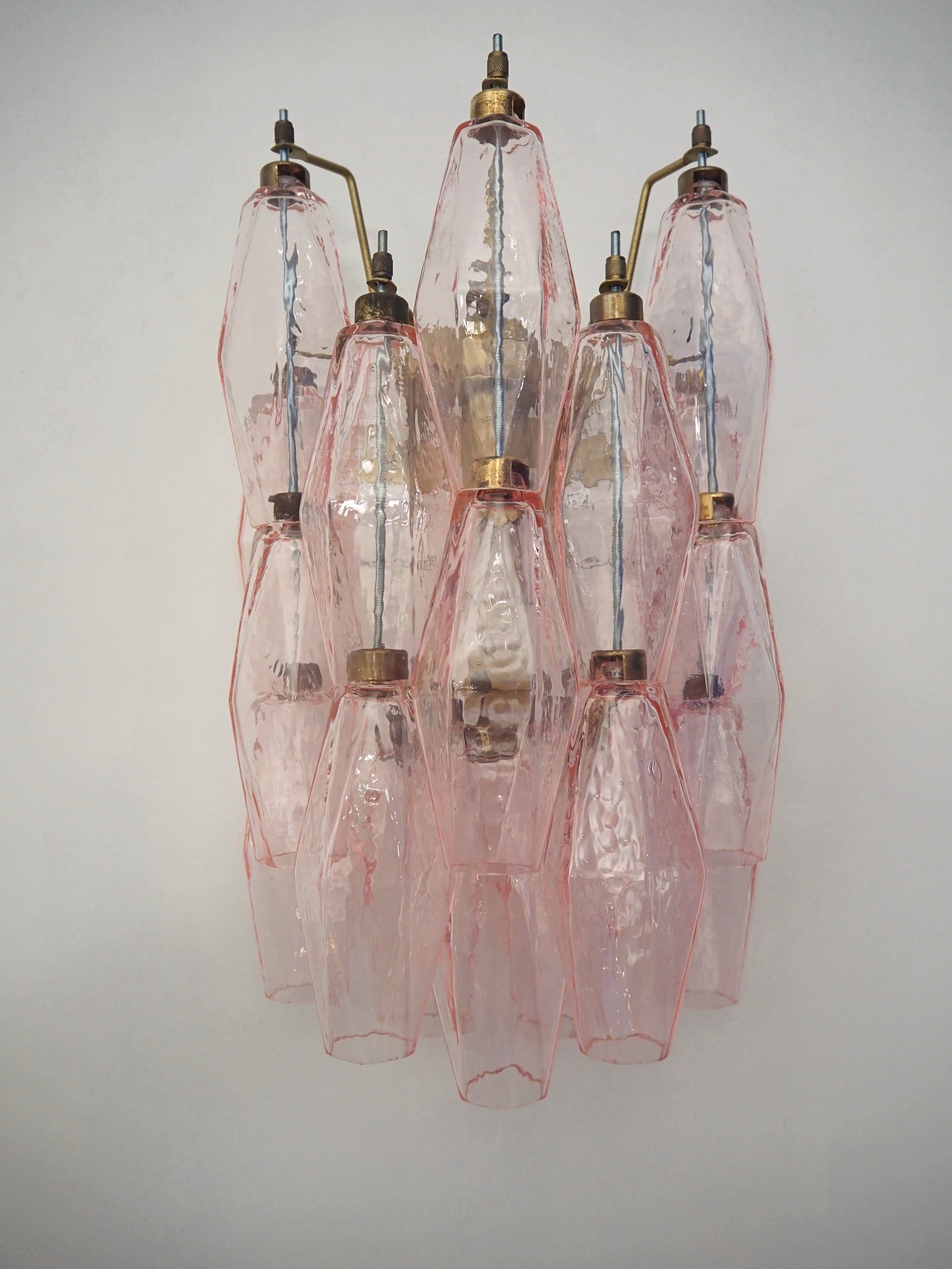 Mid-Century Murano Wall Lamp | Punto di Luce |  17 Pink Poliedri Glass | Punto di Luce |  1 Pair