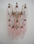 Mid-Century Murano Wall Lamp | Punto di Luce |  17 Pink Poliedri Glass | Punto di Luce |  1 Pair