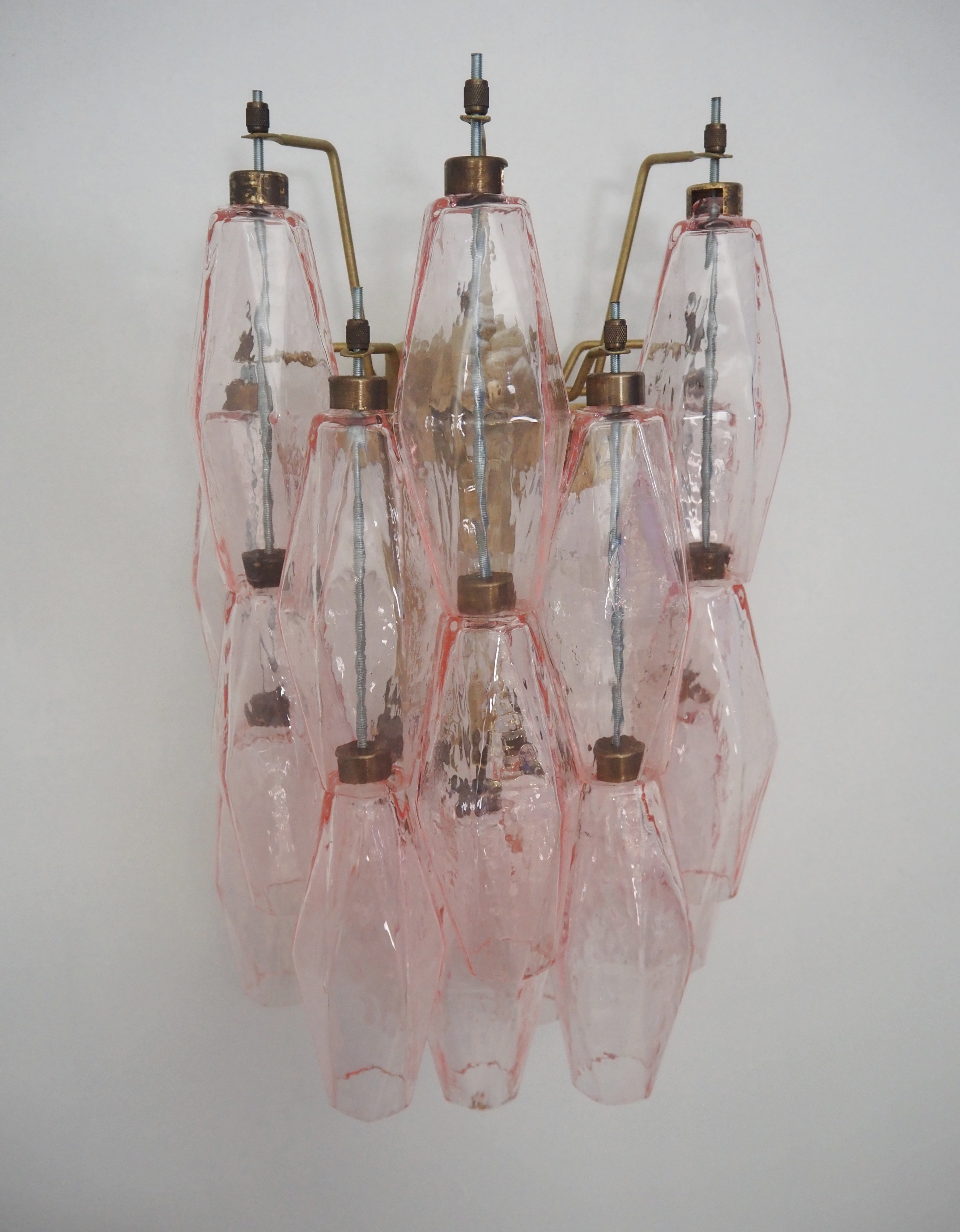 Mid-Century Murano Wall Lamp | Punto di Luce |  17 Pink Poliedri Glass | Punto di Luce |  1 Pair