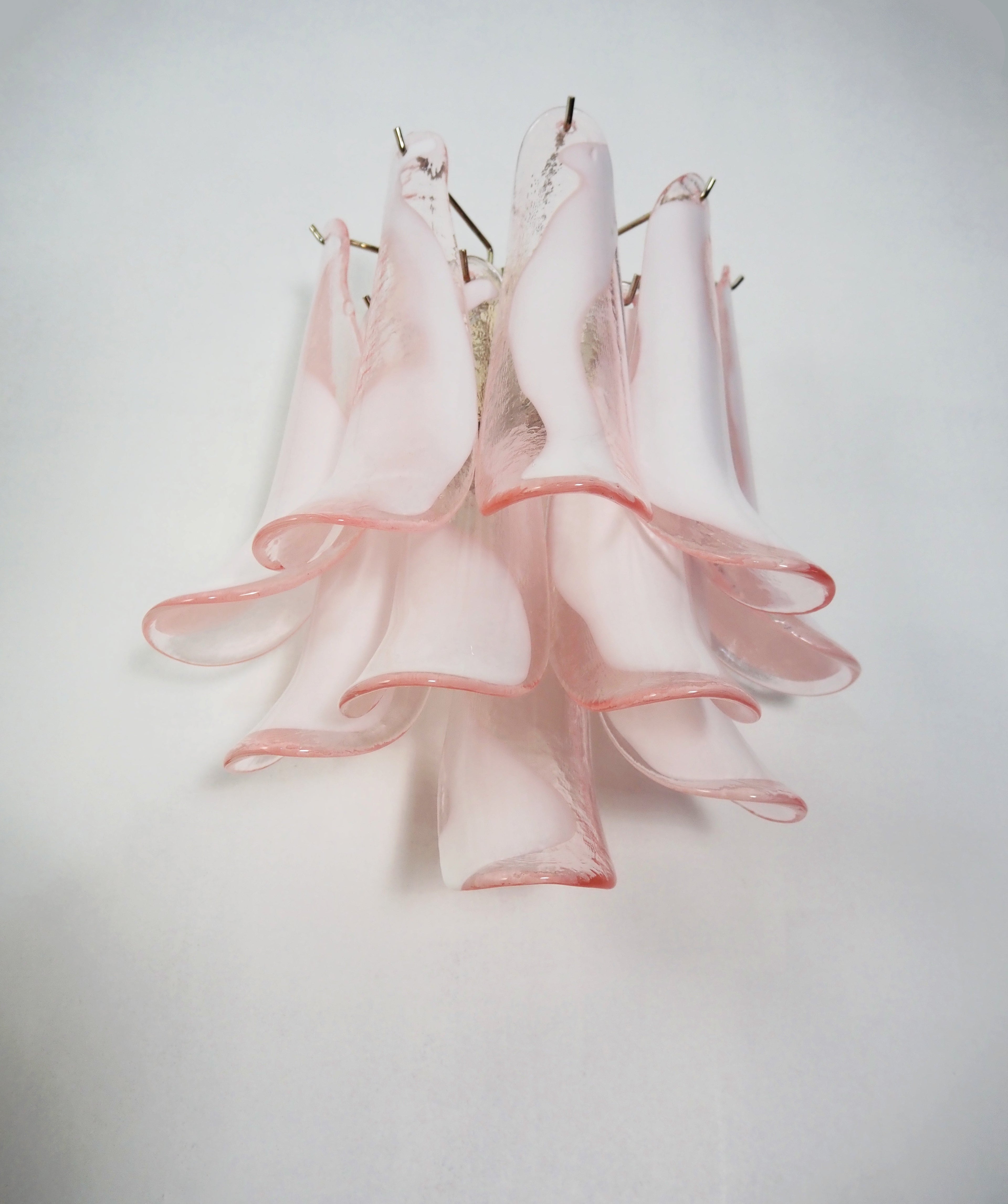 Mid-Century Murano Wall Lamp | Punto di Luce |  10 Pink Petal Glass | Punto di Luce |  1 Pair