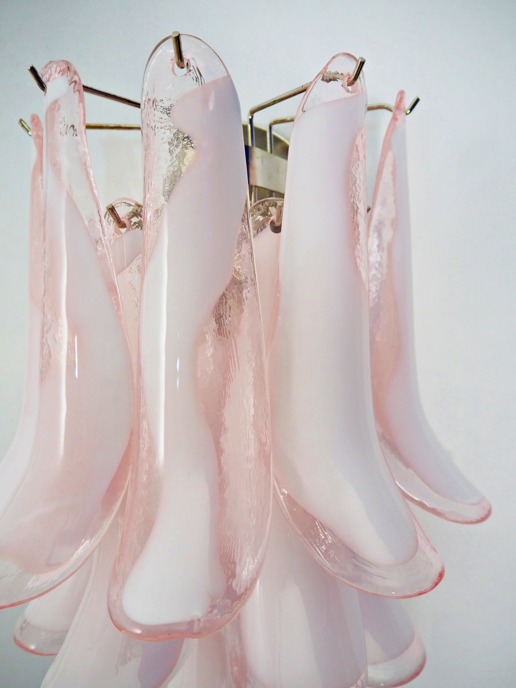 Mid-Century Murano Wall Lamp | Punto di Luce |  10 Pink Petal Glass | Punto di Luce |  1 Pair