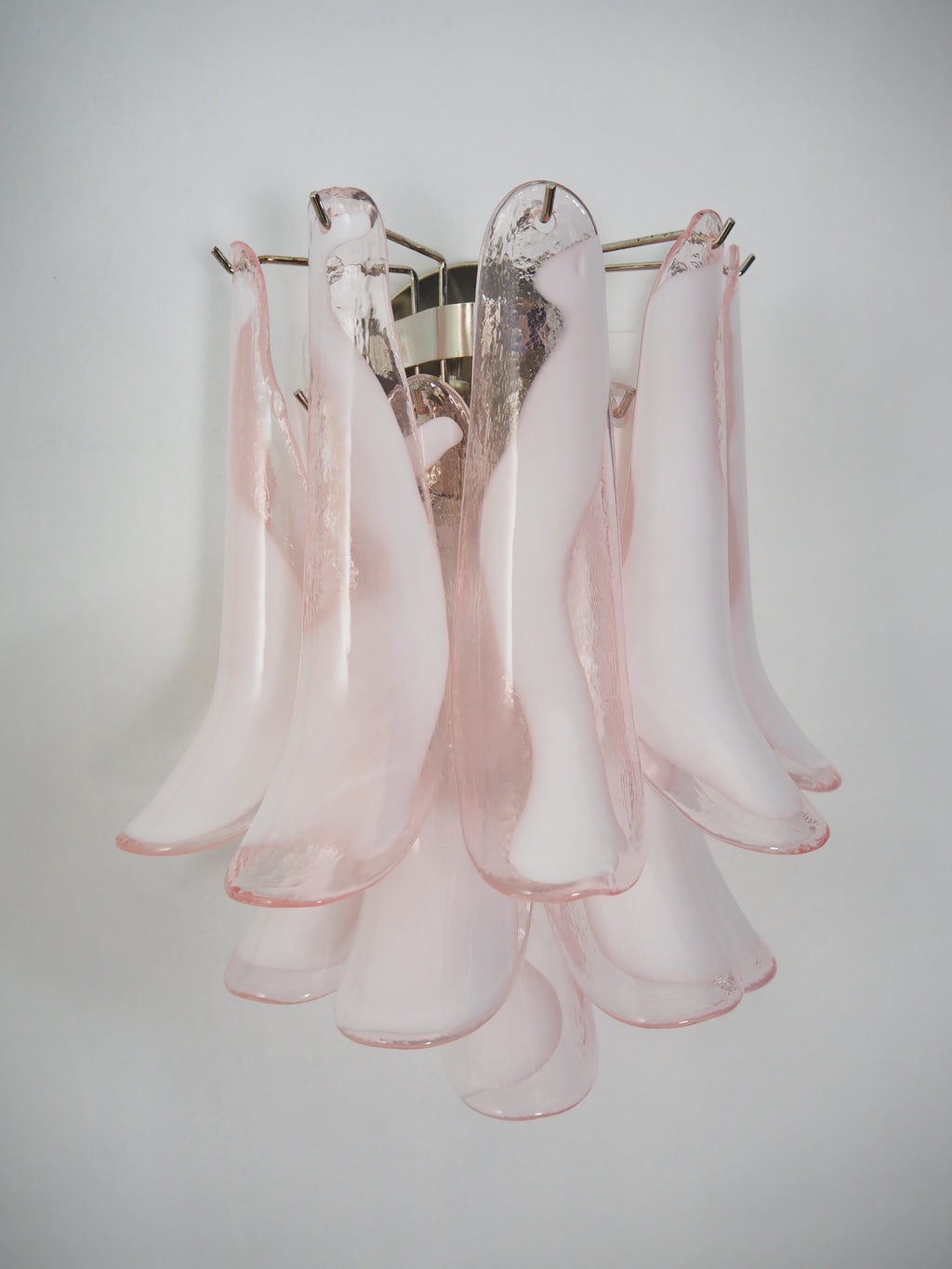 Mid-Century Murano Wall Lamp | Punto di Luce |  10 Pink Petal Glass | Punto di Luce |  1 Pair