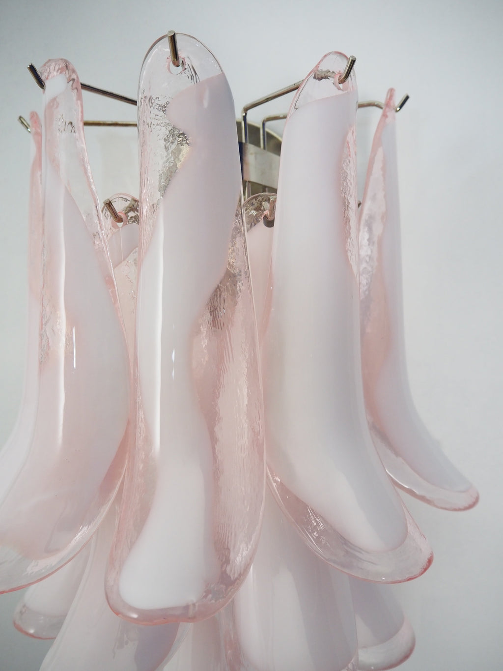 Mid-Century Murano Wall Lamp | Punto di Luce |  10 Pink Petal Glass | Punto di Luce |  1 Pair