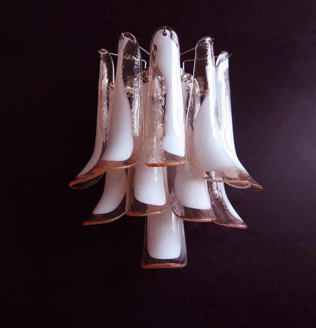 Mid-Century Murano Wall Lamp | Punto di Luce |  10 Pink Petal Glass | Punto di Luce |  1 Pair