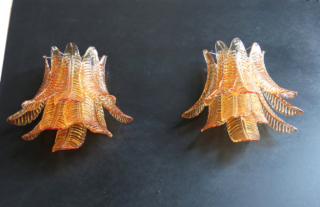 Mid-Century Murano Wall Lamp | Punto di Luce |  10 Yellow Felciglass | Punto di Luce |  1 Pair