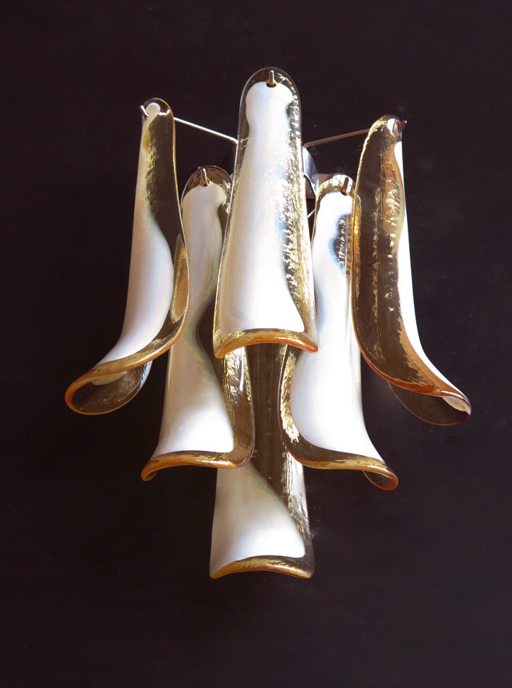 Mid-Century Murano Wall Lamp | Punto di Luce |  6 Caramel Petal Glass | Punto di Luce |  1 Pair