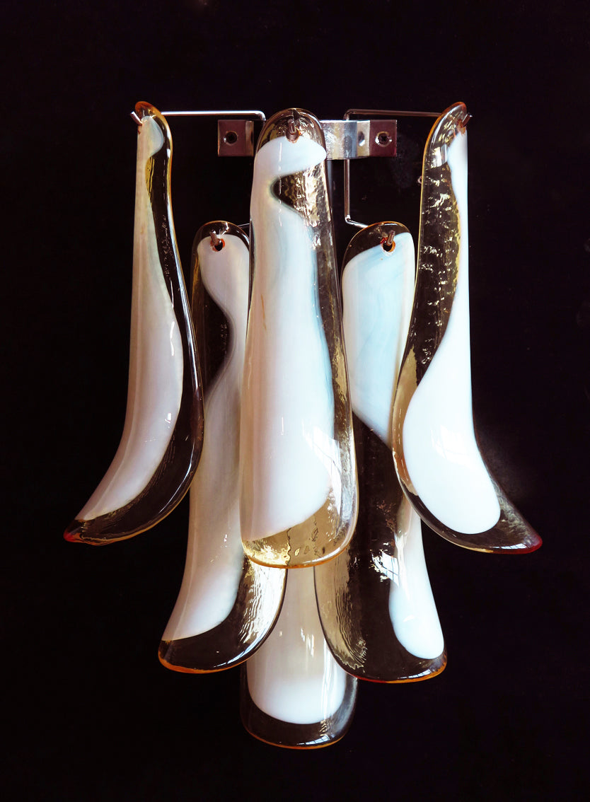 Mid-Century Murano Wall Lamp | Punto di Luce |  6 Caramel Petal Glass | Punto di Luce |  1 Pair