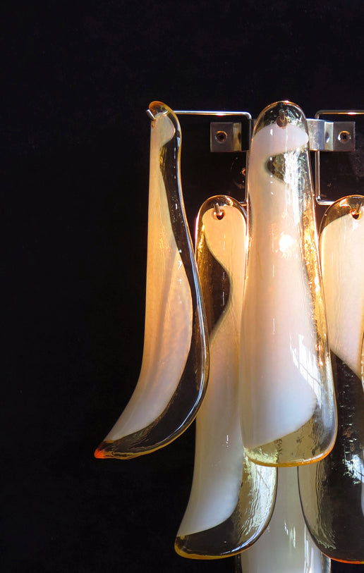 Mid-Century Murano Wall Lamp | Punto di Luce |  6 Caramel Petal Glass | Punto di Luce |  1 Pair