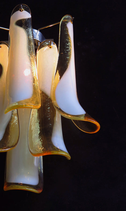 Mid-Century Murano Wandlampe | Punto di Luce | 6 Karamellblütenglas | Punto di Luce | 1 Paar