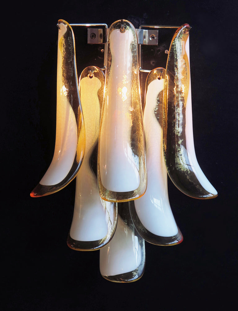 Mid-Century Murano Wall Lamp | Punto di Luce |  6 Caramel Petal Glass | Punto di Luce |  1 Pair