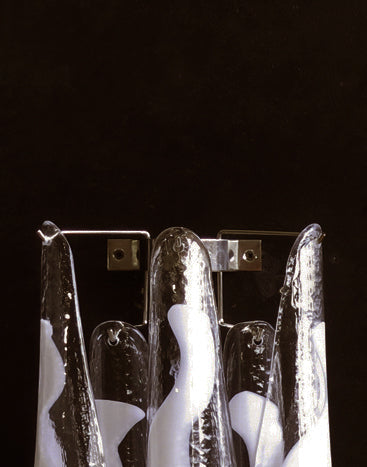 Mid-Century Murano Wall Lamp | Punto di Luce |  6 White Petal Glass | Punto di Luce |  1 Pair