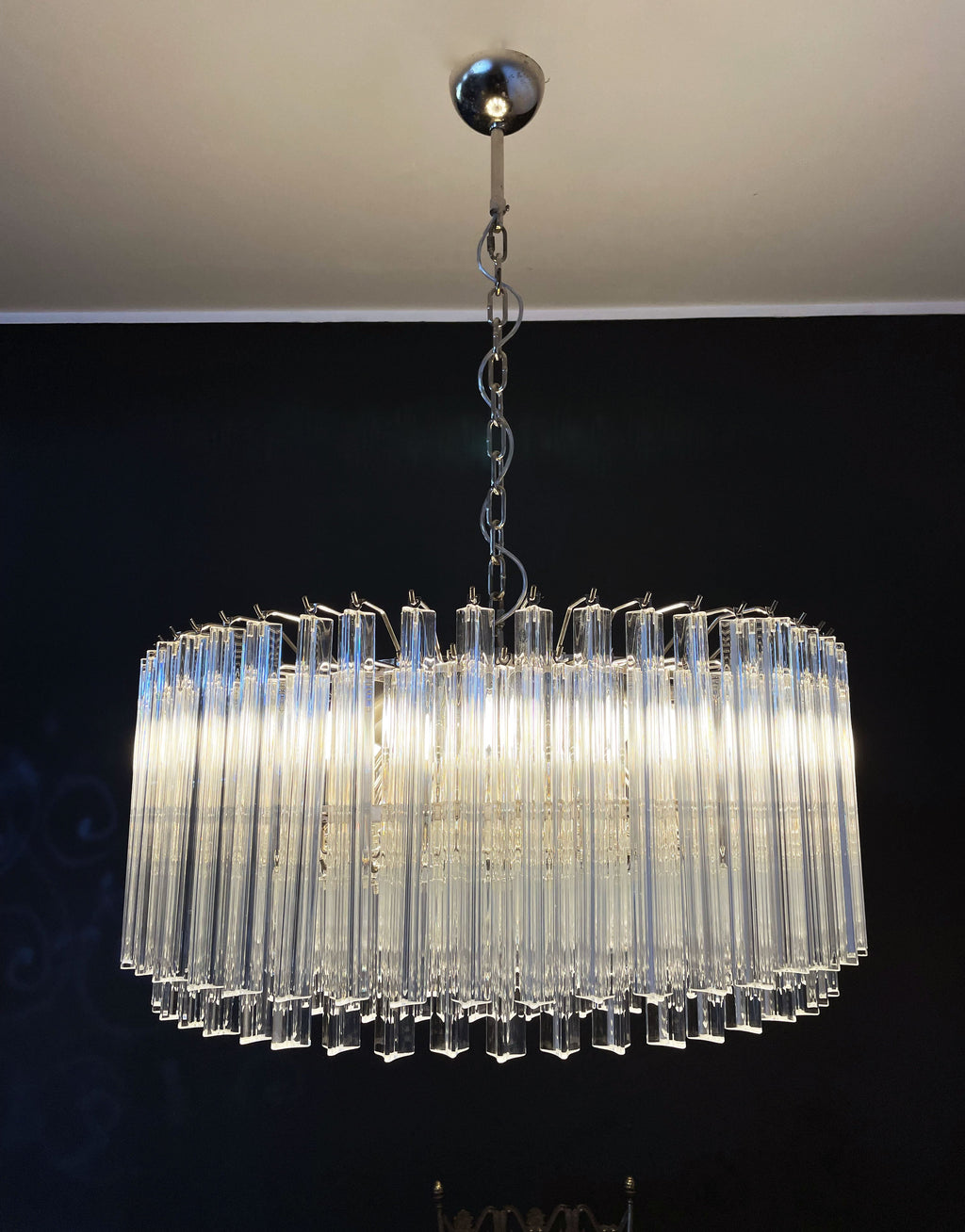 Mid-Century Murano Chandelier | Punto di Luce |  265 Clear Prism Glass