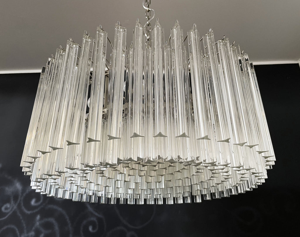 Mid-Century Murano Chandelier | Punto di Luce |  265 Clear Prism Glass