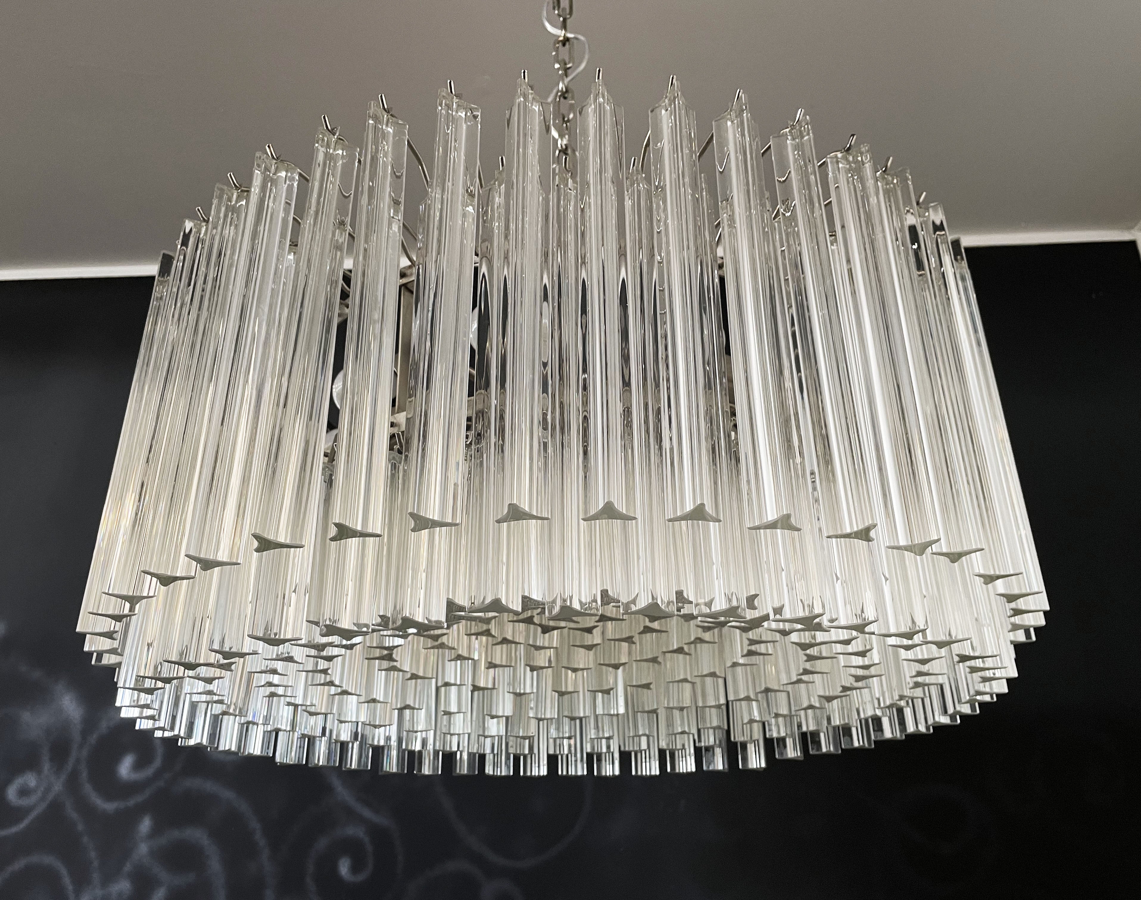 Mid-Century Murano Chandelier | Punto di Luce |  265 Clear Prism Glass